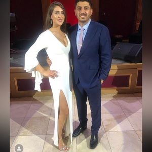 Halston heritage white gown